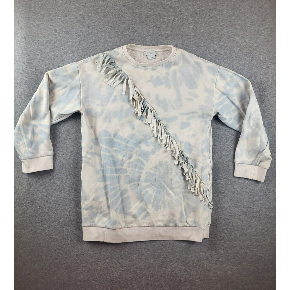 Stella McCartney Kids Girls Size 14 Fringe Fleece Tie Dye Sweatshirt Pink Gray‎